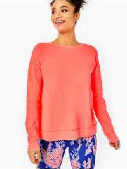 Lilly Pulitzer Luxletic Biscaya Cross-Back Pullover In Cayenne Coral